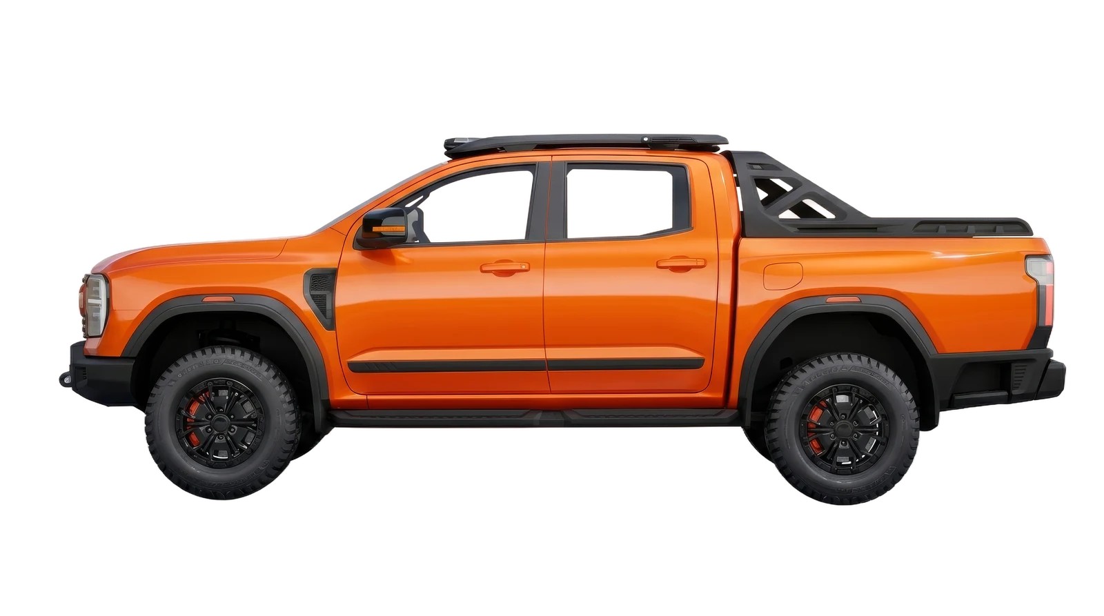 RELY R8 color naranja vista lateral pickup doble cabina 4x4 Venezuela